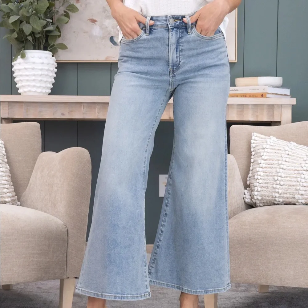 Mica High Rise Super Wide Leg Palazzo Crop Jeans Women 29 - Picture 2 of 12